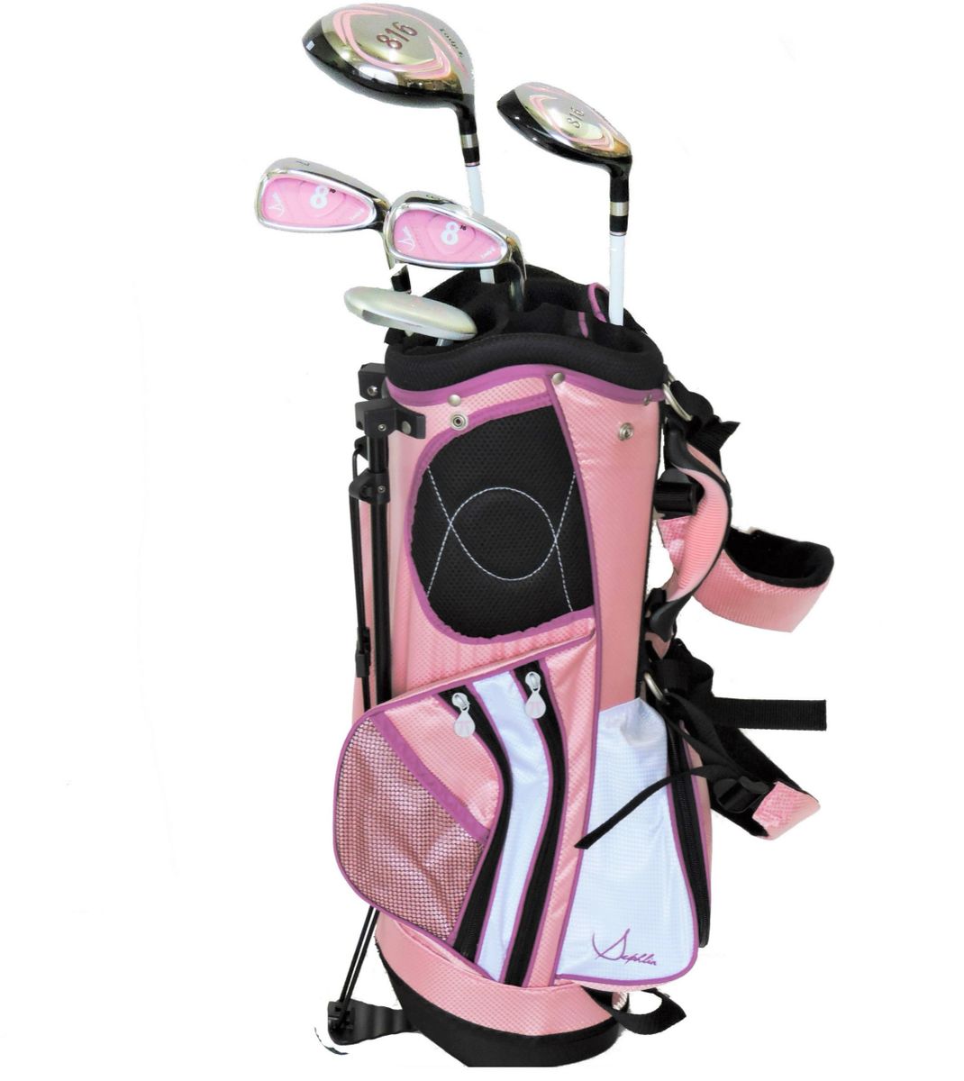 Lady E Girls 5 Pieces Right Hand Pink Golf Clubs Set & Golf Bag